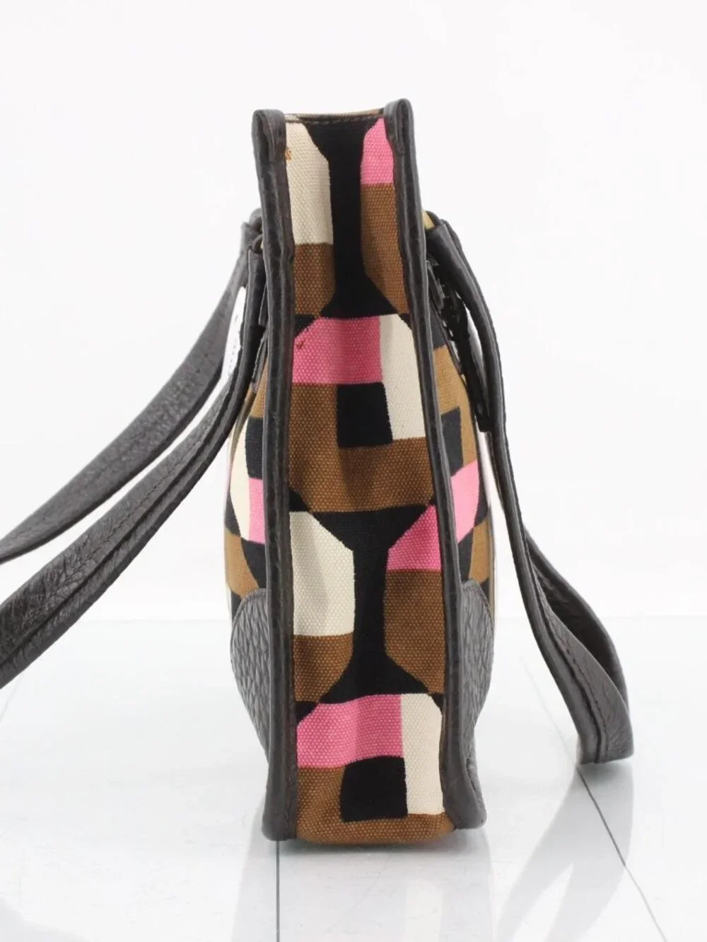Prada Geometric Canvas & Deerskin Leather Tote